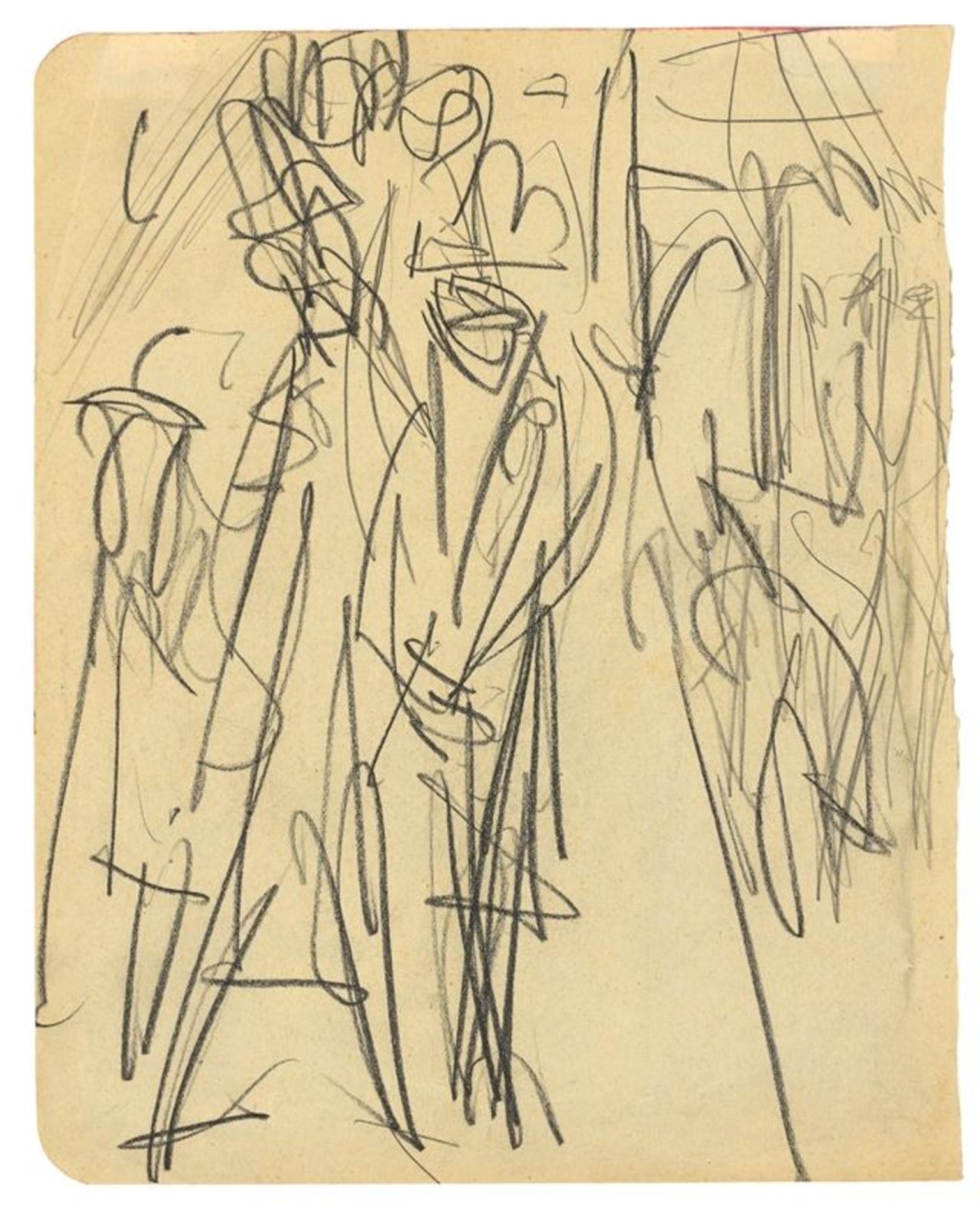 Ernst Ludwig Kirchner (Aschaffenburg 1880 – 1938 Davos) Ansprache auf der Straße. 1914 Bleistift auf