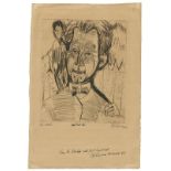 Ernst Ludwig Kirchner (Aschaffenburg 1880 – 1938 Davos) „Kopf Redslob“. 1924 Kaltnadel auf