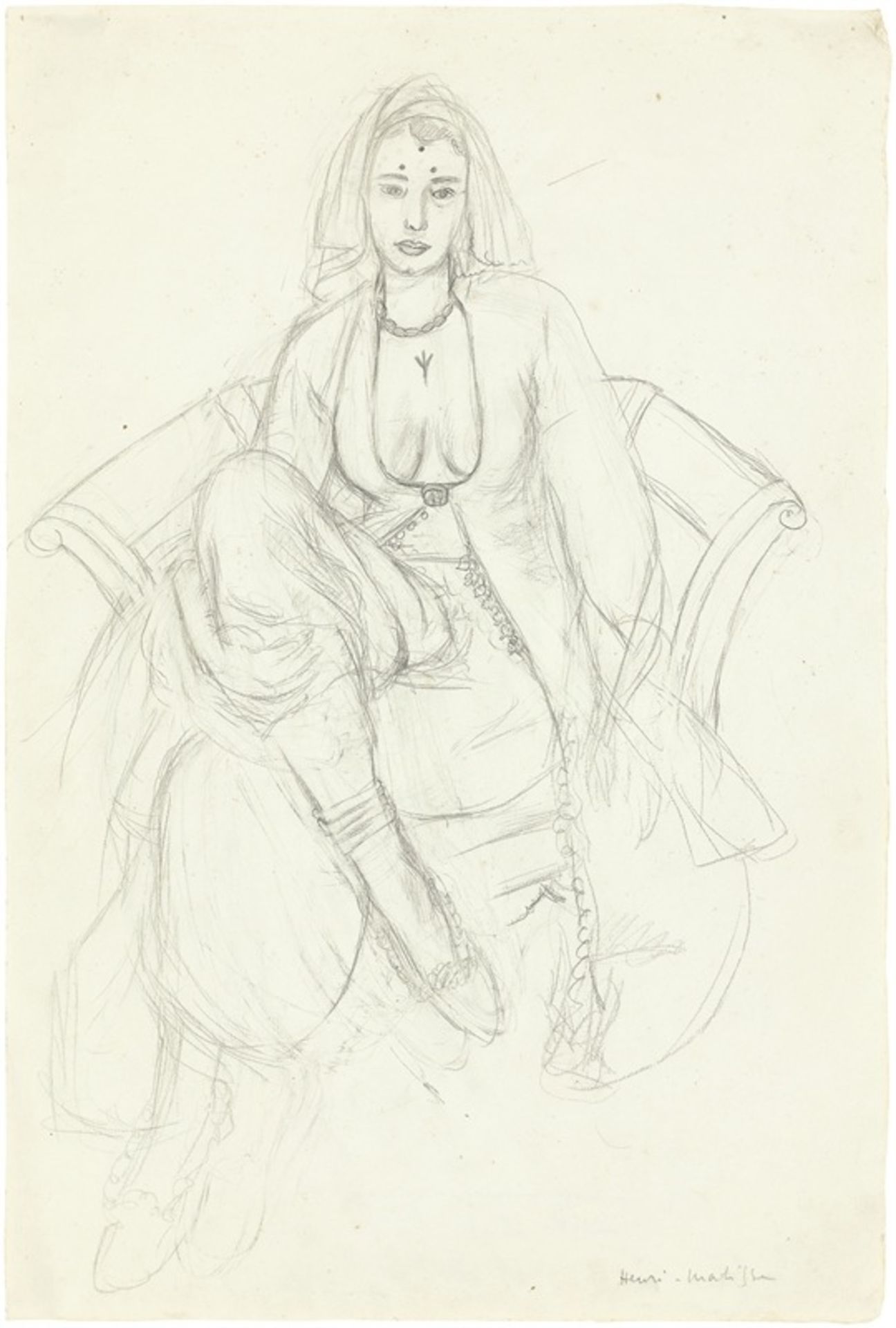 Henri Matisse (Le Cateau-Cambrésis 1869 – 1954 Nizza) „La Persane“. 1929 Bleistift auf Papier. 56,