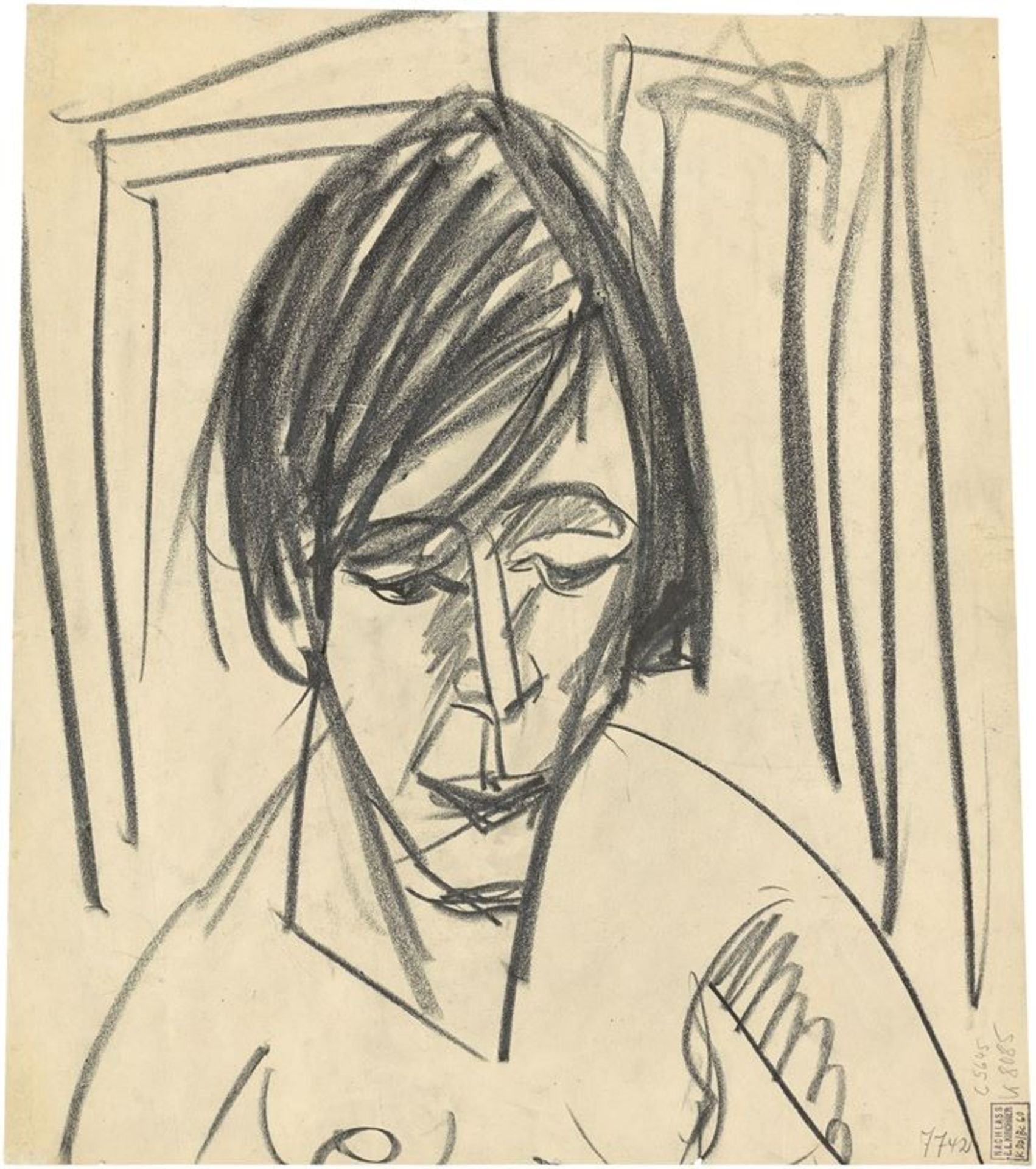 Ernst Ludwig Kirchner (Aschaffenburg 1880 – 1938 Davos) Frauenportrait (Erna Schilling). Um 1914/