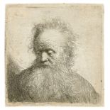 Rembrandt Harmenszoon van Rijn (Leiden 1606 – 1669 Amsterdam) „Bärtiger Greis, seitwärts
