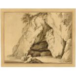 Johann Gottlieb Hackert (Prenzlau 1744 – 1773 Bath) Höhle bei Vietri sul Mare. 1772 Tuschfeder in