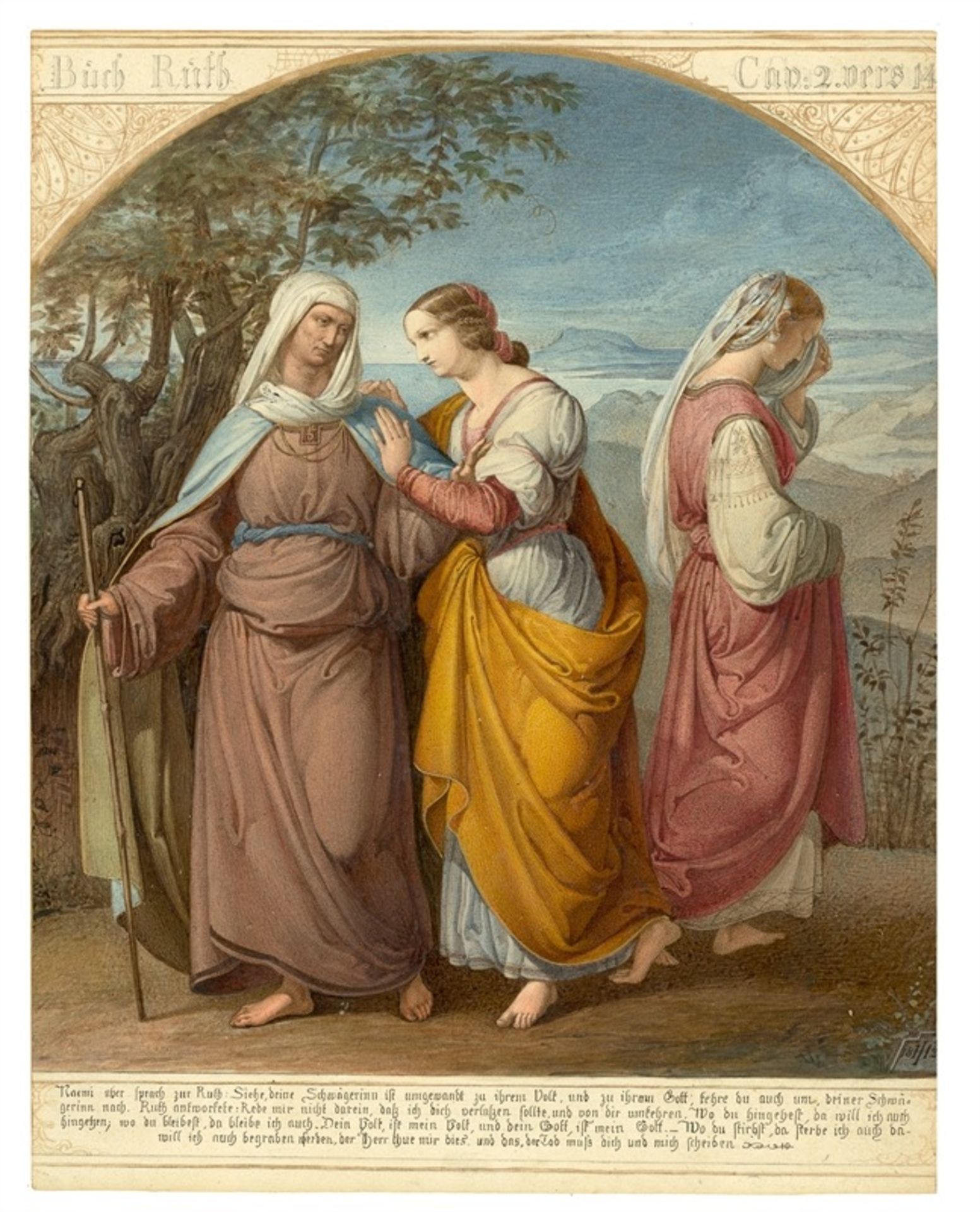 Julius Hübner (Oels/Schlesien 1806 – 1882 Dresden-Loschwitz)„Naemi, Ruth und ihre Schwägerin“.