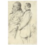 Adolph Menzel (Breslau 1815 – 1905 Berlin) Studie eines sitzenden, bärtigen Mannes und eines