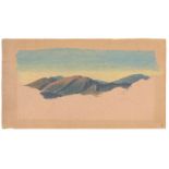 Deutsch, um 1830 () Berge bei Olevano. Öl auf rosafarbenem Papier. 12,1 × 22 cm ( 4 ¾ × 8 ⅝ in.). [