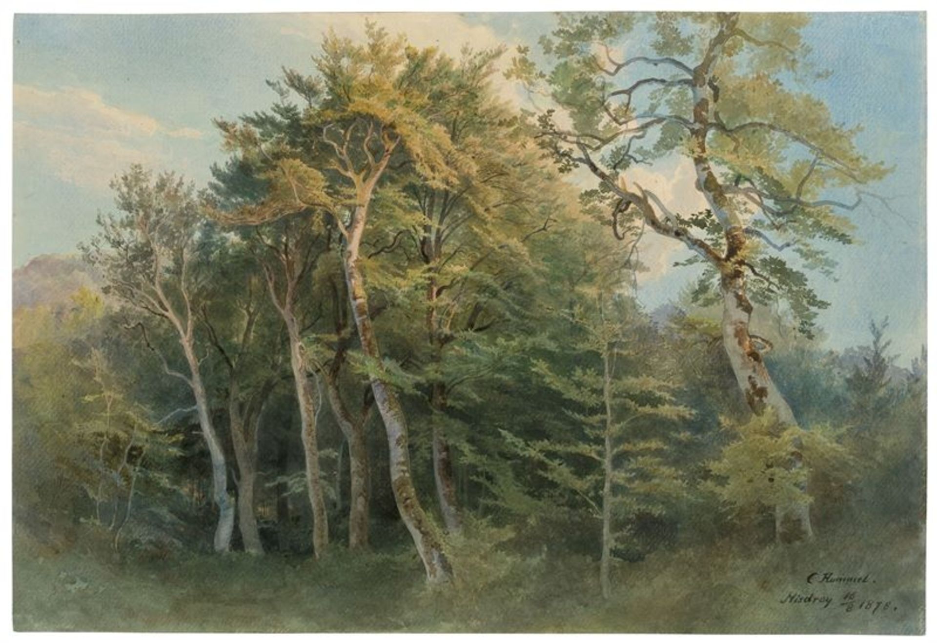 Carl Hummel (1821 – Weimar – 1907) „Misdroy“. 1878 Aquarell auf Karton. 35 × 51 cm ( 13 ¾ × 20 ⅛