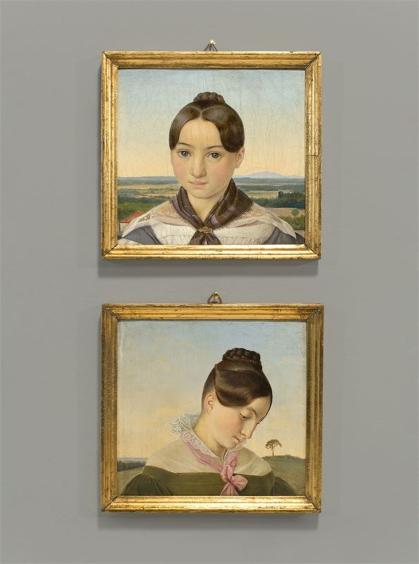 Adolf Senff (Halle a.d. Saale 1785 – 1863 Ostrau) Zwei Mädchenbildnisse (Kopf von vorn und Kopf nach