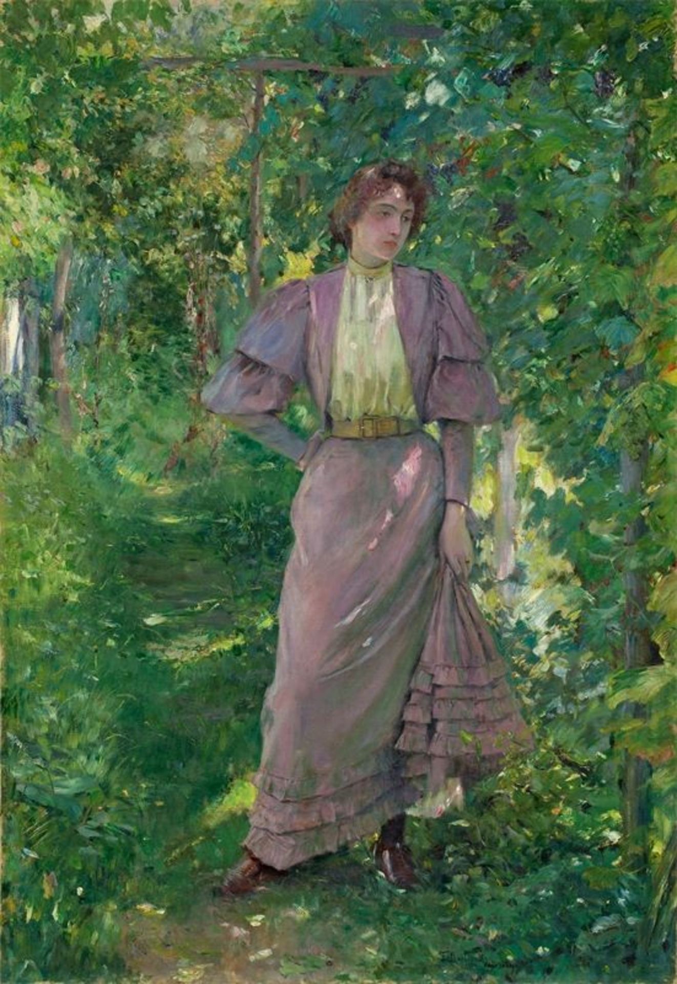 Franz Skarbina (1849 – Berlin – 1910) „Im Sonnenschein“. 1893 Öl auf Leinwand. 99,5 × 68,5 cm ( 39 ⅛