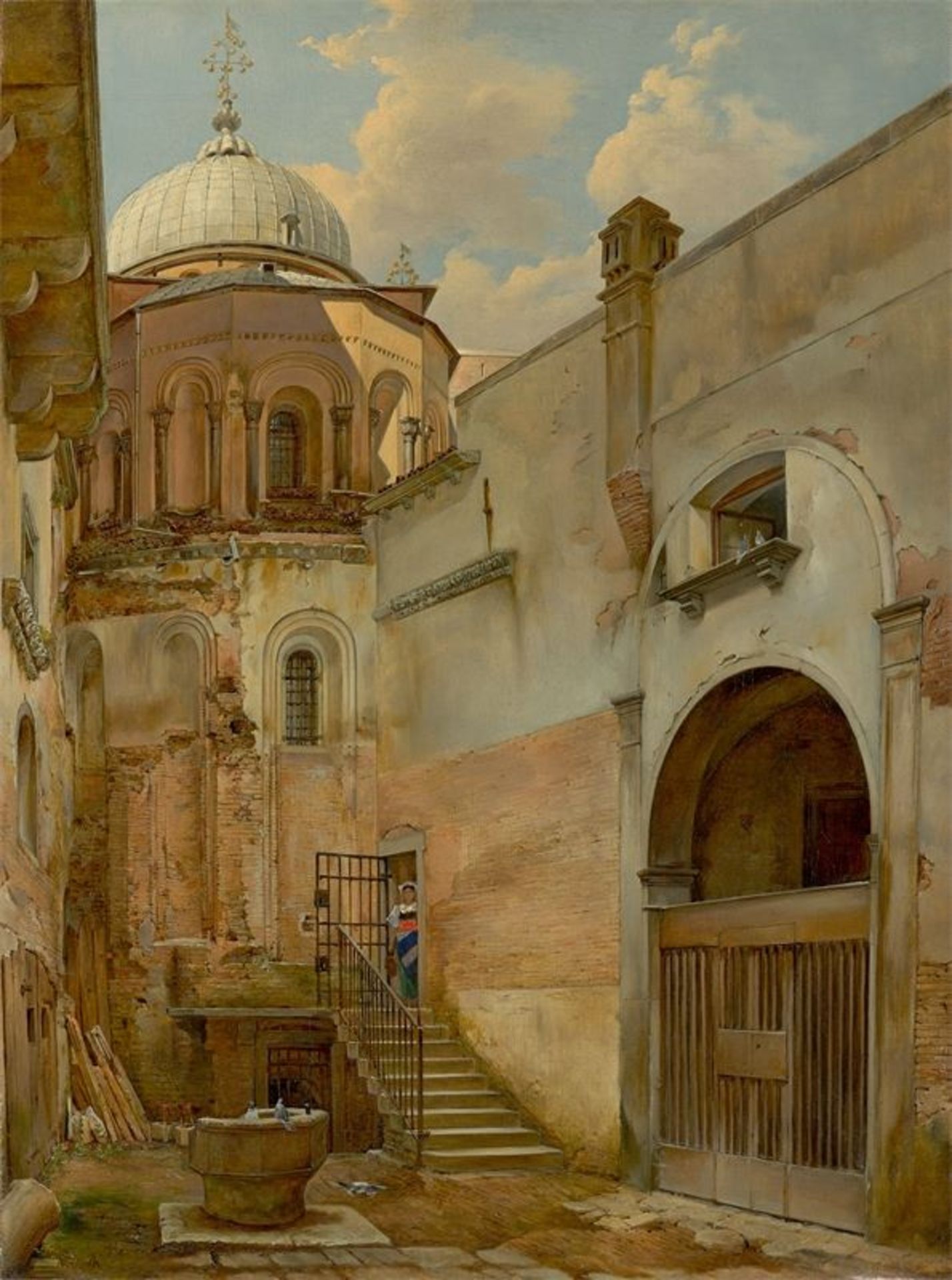 Albert Emil Kirchner (Leipzig 1813 – 1885 München)Blick über einen Hinterhof auf San Marco in