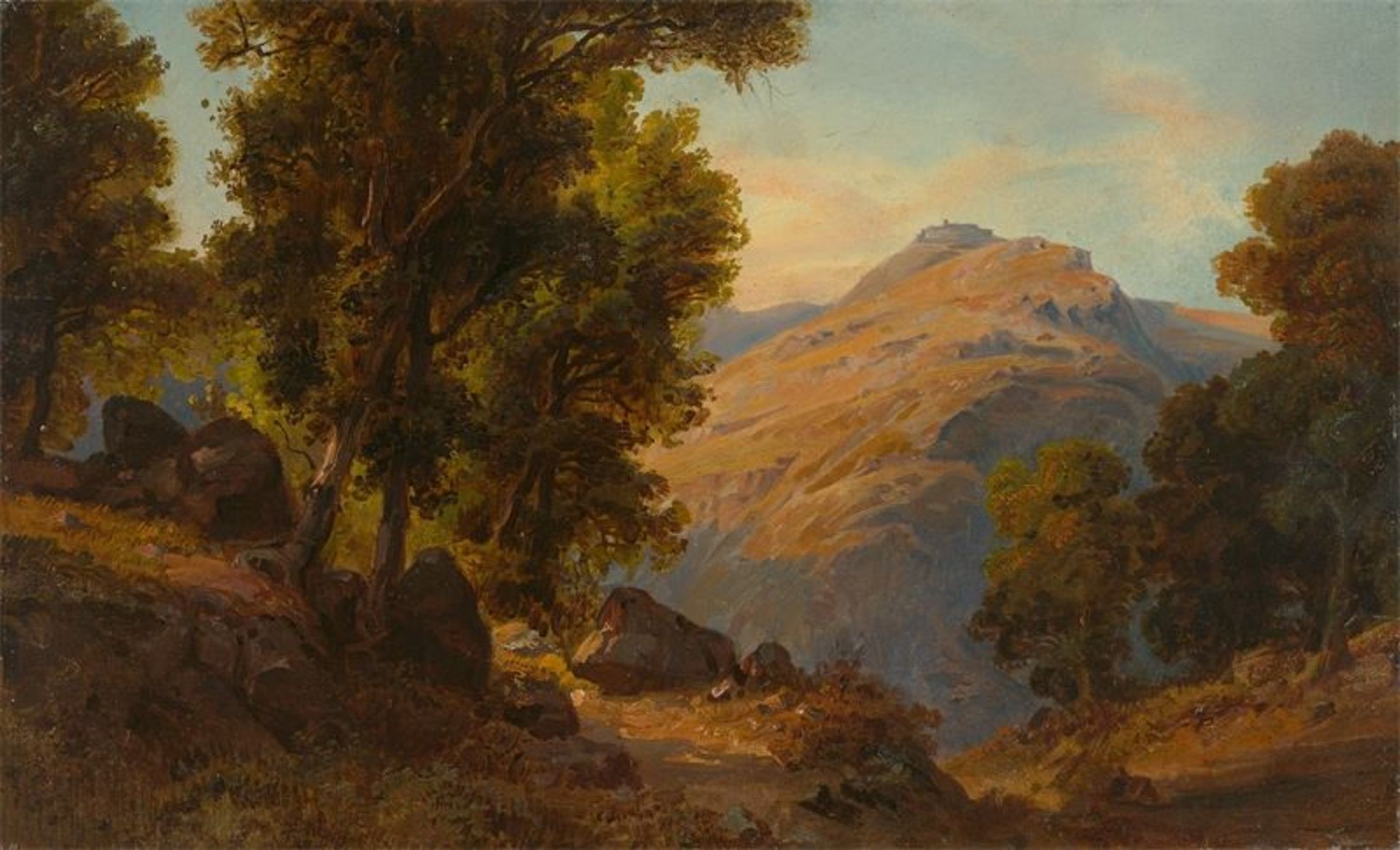 Johann Jakob Frey (Basel 1813 – 1865 Frascati)In der Serpentara bei Olevano, mit Blick auf
