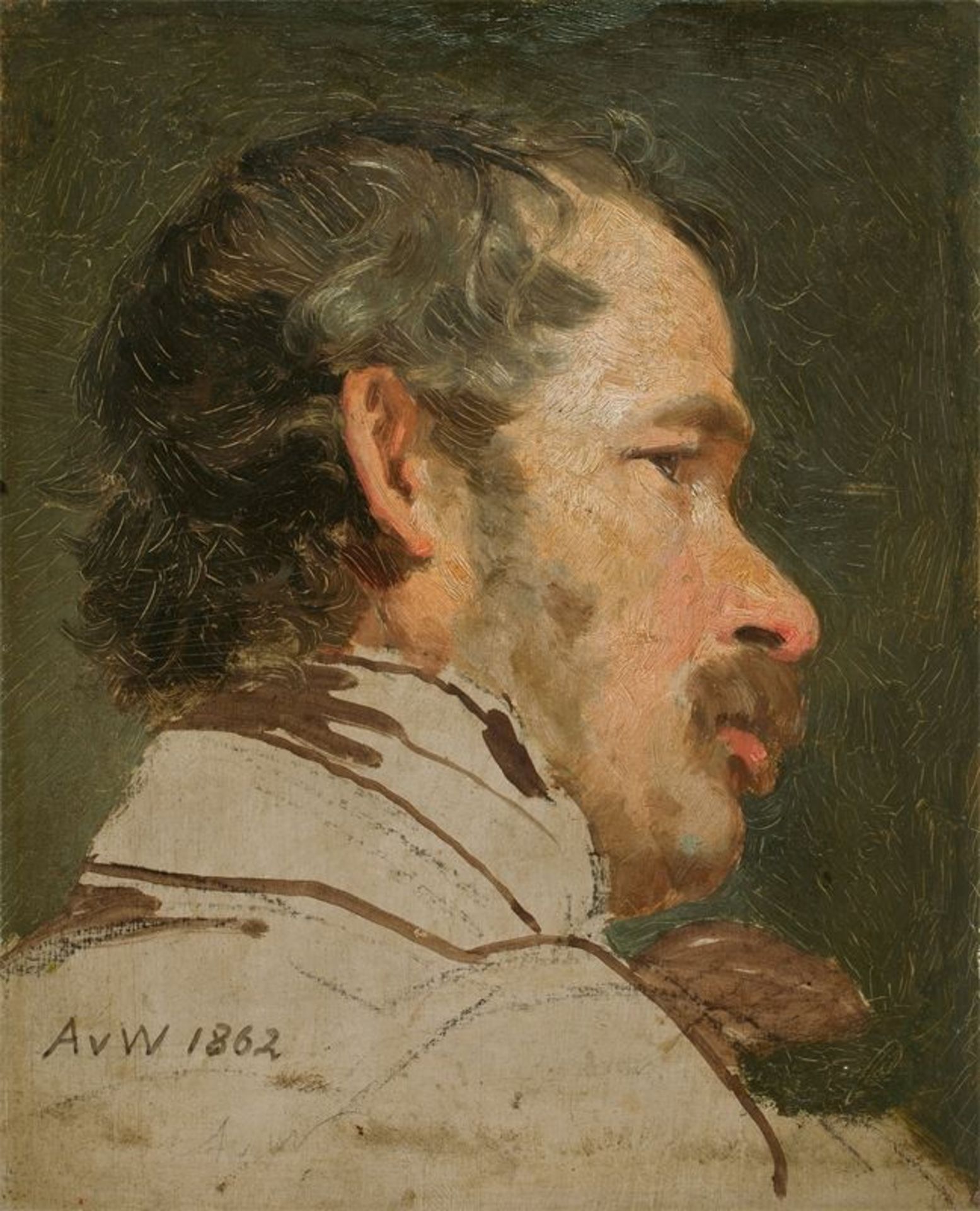 Anton von Werner (Frankfurt (Oder) 1843 – 1915 Berlin) „Studienkopf eines schnauzbärtigen Mannes