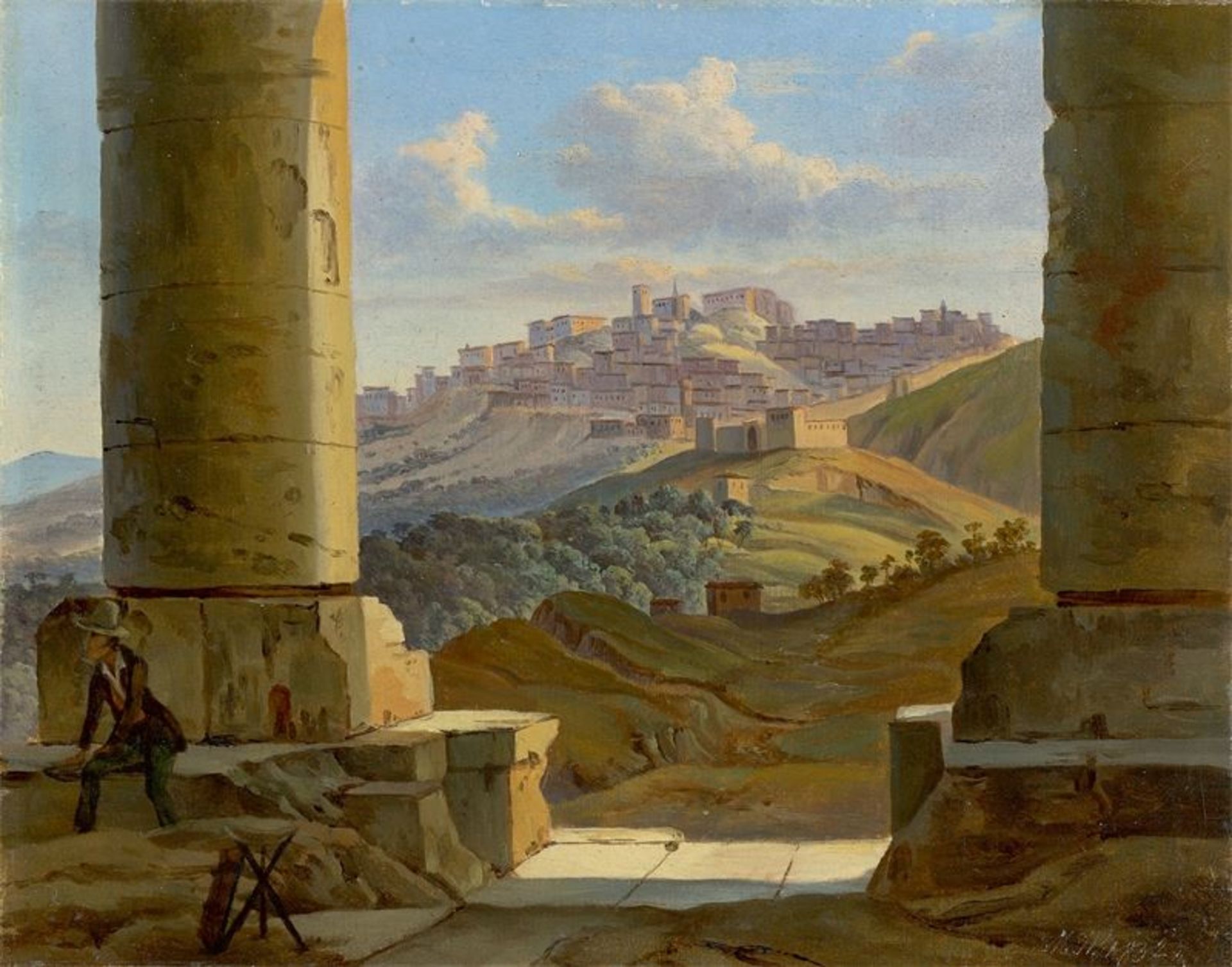 Michael Wentzel (Großschönau 1792 – 1866 Dresden) Sizilianische Landschaft. 1832 Öl auf Leinwand.
