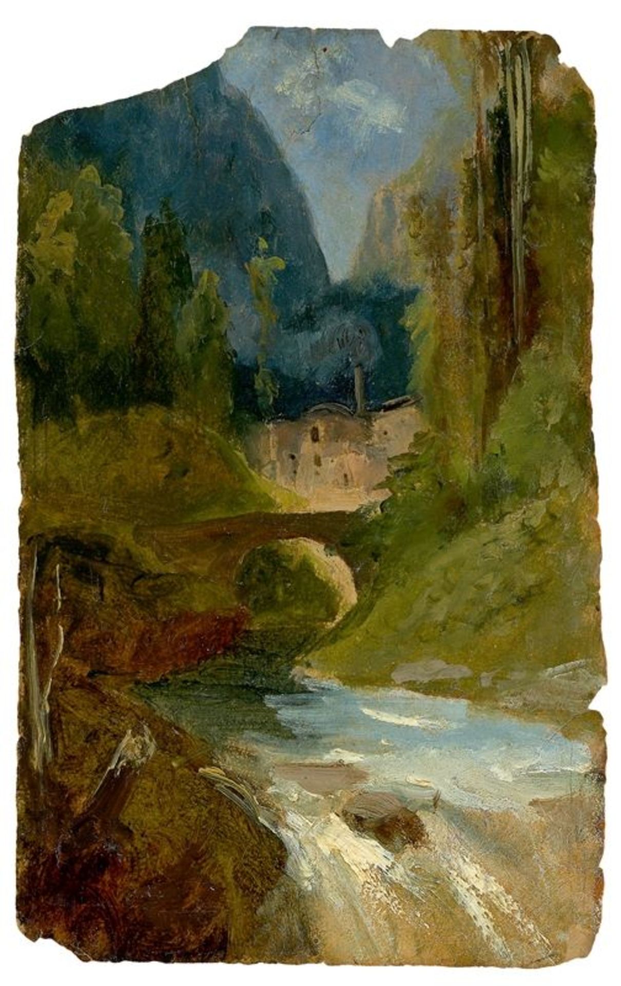 Carl Blechen (Cottbus 1798 – 1840 Berlin) Erinnerung an Amalfi. 1835 Öl auf Papier (aus einem
