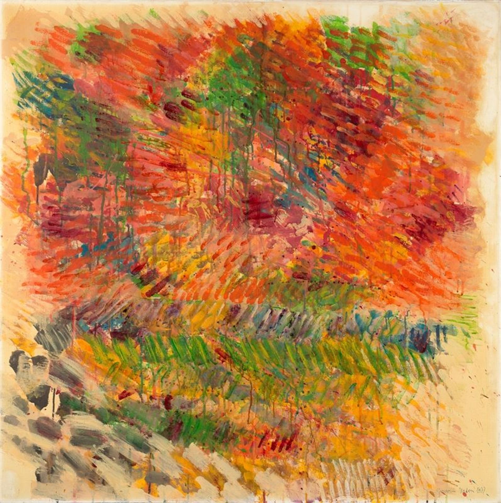 Giovanni Meloni (Italien 1933 – lebt in Italien)Ohne Titel. 1977Öl auf Leinwand. 100,3 × 100,5
