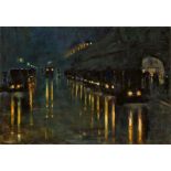 Lesser Ury (Birnbaum/Posen 1861 – 1931 Berlin)„Hochbahnhof Bülowstraße bei Nacht“. 1922Öl auf