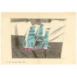 Lyonel Feininger (1871 – New York – 1956)Schiff mit blauen Segeln. 1934Aquarell und Tuschfeder auf