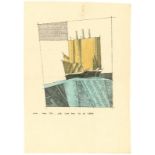 Lyonel Feininger (1871 – New York – 1956)Schiff mit gelben Segeln. 1934Aquarell und Tuschfeder auf