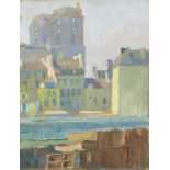 Lyonel Feininger (1871 – New York – 1956)„Die Türme von Notre-Dame in Paris“. 1907Öl auf Holz. 17,