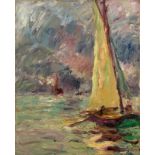 Emil Nolde (Nolde 1867 – 1956 Seebüll)„Segelboot“ (Hamburger Hafen). 1910Öl auf Leinwand. 70 × 56,