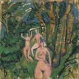 Ernst Ludwig Kirchner (Aschaffenburg 1880 – 1938 Davos)„Akte im Wald“ (Fehmarn). 1912Öl auf