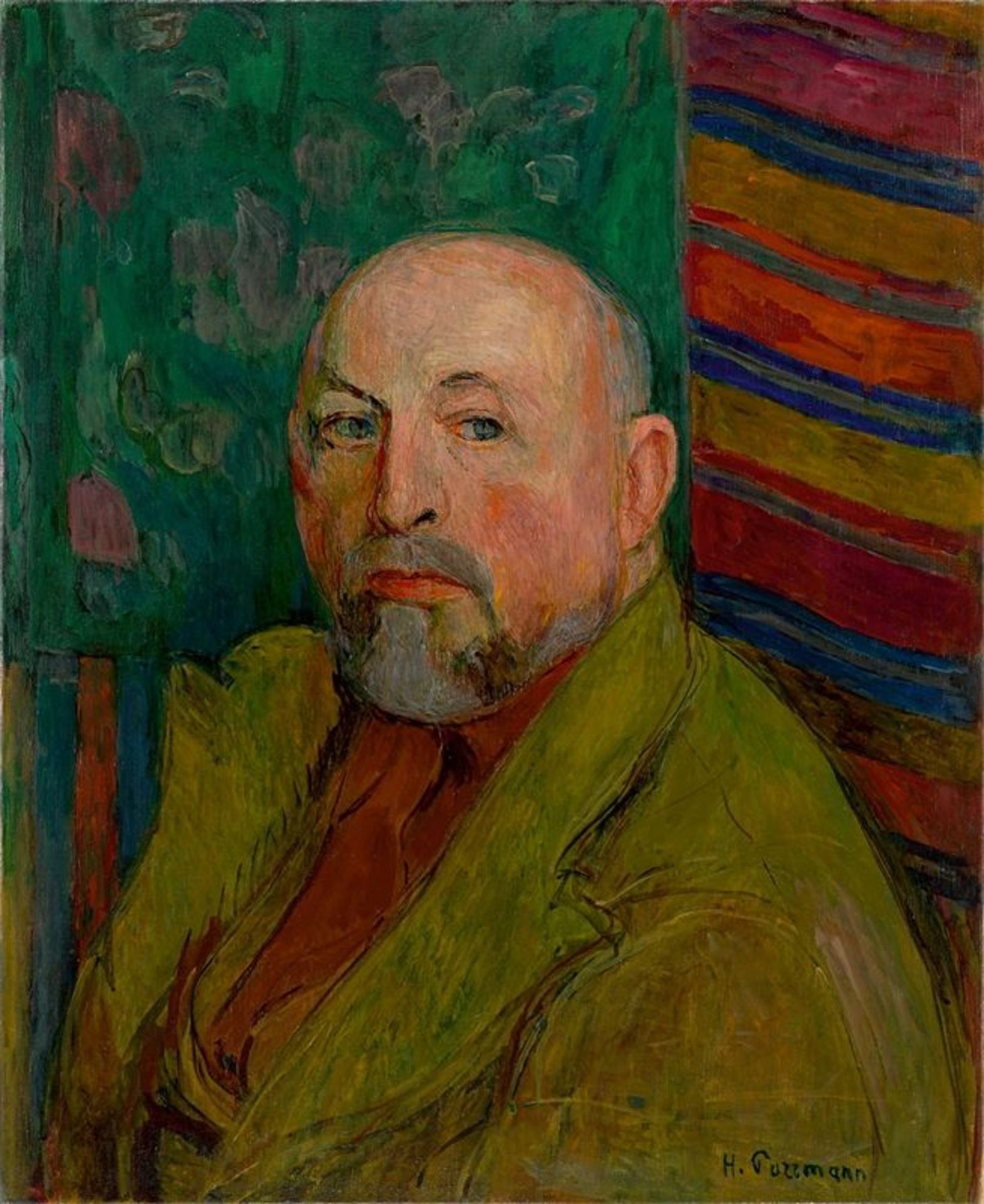Hans Purrmann (Speyer 1880 – 1966 Basel)„Selbstbildnis“. 1952Öl auf Leinwand. 73 × 60 cm ( 28 ¾ × 23