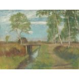 Otto Modersohn (Soest 1865 – 1943 Rotenburg/Wümme)Sommer am Moorkanal. 1942Öl auf Leinwand. 57 ×