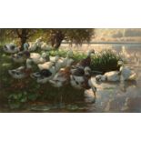 Alexander Koester (Bergneustadt 1864 – 1932 München)„Enten am Seeufer“. Um 1909/13Öl auf Leinwand.