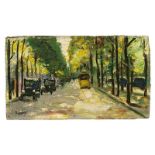 Lesser Ury (Birnbaum/Posen 1861 – 1931 Berlin)„Berliner Straße im Sonnenschein“. 1920er-JahreÖl