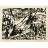 Ernst Ludwig Kirchner (Aschaffenburg 1880 – 1938 Davos)„Radrennen“. 1927Holzschnitt auf Japan. 16,