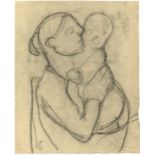 Paula Modersohn-Becker (Dresden 1876 – 1907 Worpswede)Mutter mit Kind auf dem Arm. Um 1904Kohle