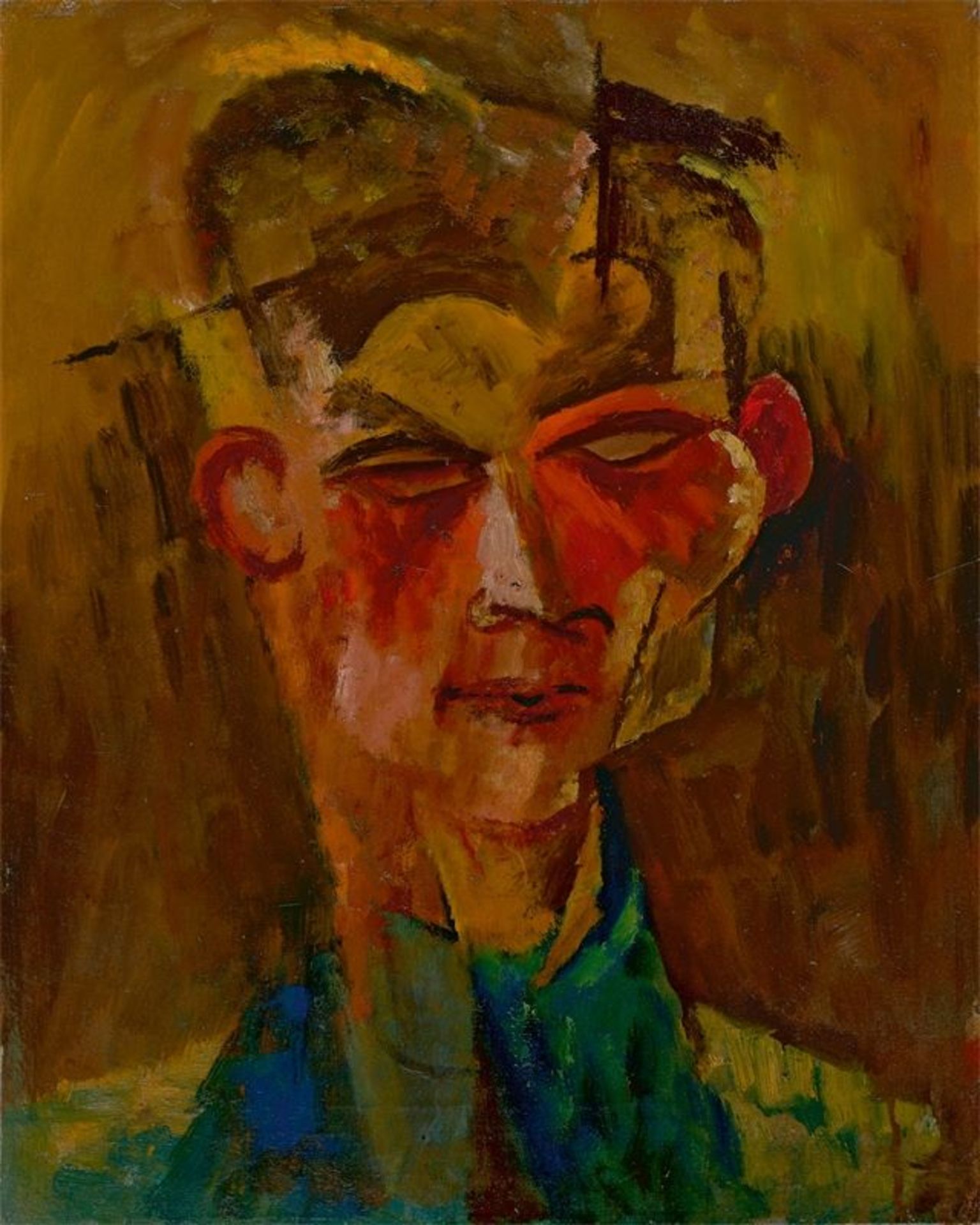 Conrad Felixmüller (Dresden 1897 – 1977 Berlin)„Portrait Heinz Mansfeld“. 1918Öl auf Leinwand, auf