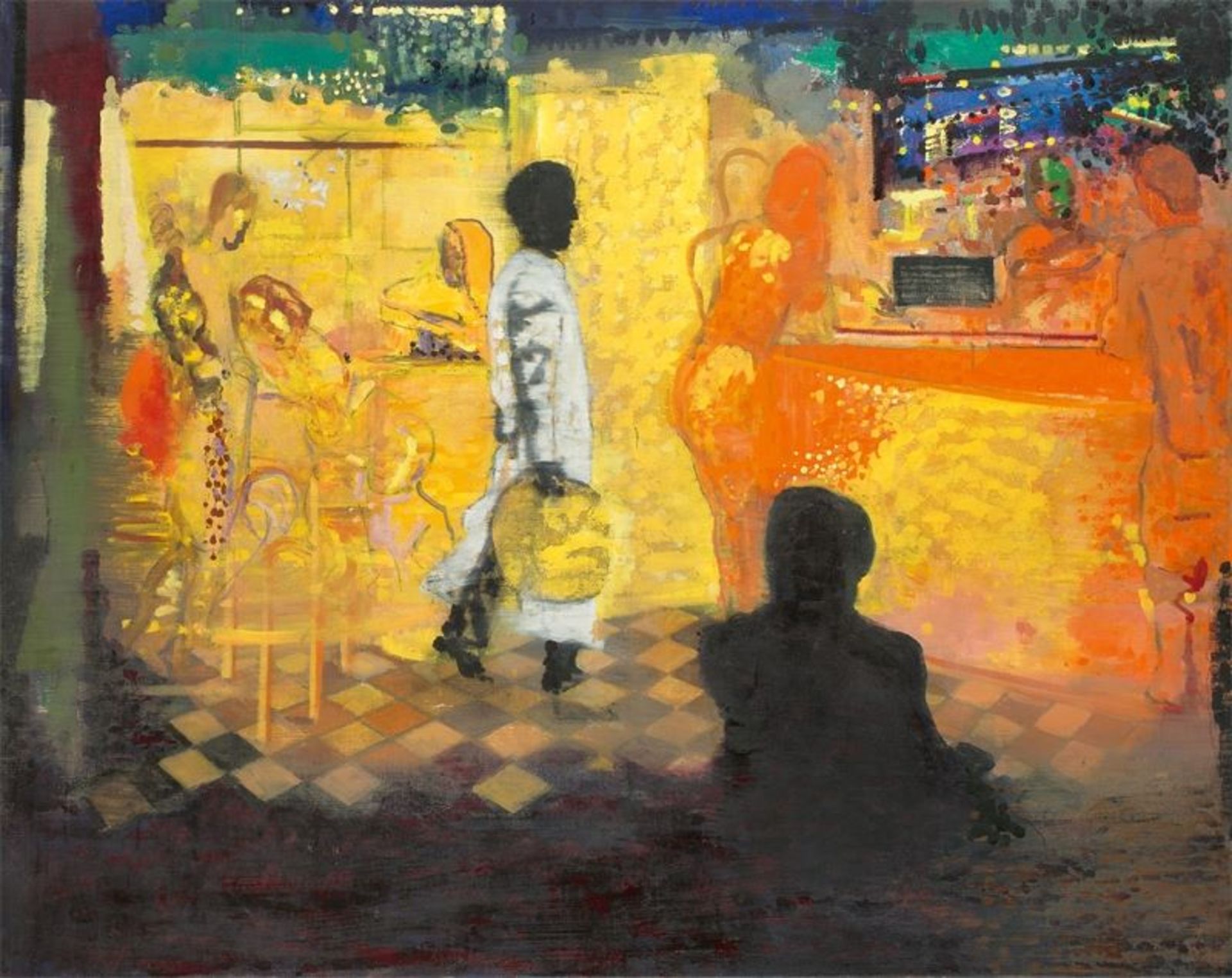 Reinhard Stangl (Leipzig 1950 – Berlin)Paris Bar. 2002Öl auf Leinwand. 114 × 144 cm ( 44 ⅞ × 56 ¾
