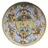 ALZATA IN MAIOLICA POLICROMA, FORNACE DI DERUTA, XVII SECOLO