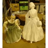 Royal Doulton figurines Ermine Coat trial in white and a further figurine base unmarked