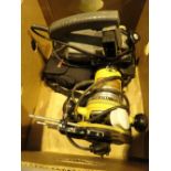 Box of electrical tools including router jigsaw etc