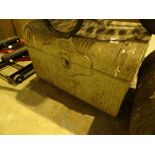 Large metal luggage trunk