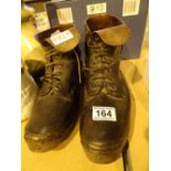 Pair of black leather wooden soled Lancashire mens clogs