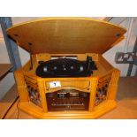 Wooden cased radio CD player and a record deck