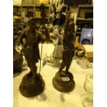 Two French spelter figurines tallest H: 32 cm