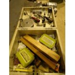 Wooden tool box with tool contents