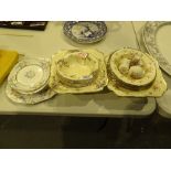 Collection of vintage dessert ceramics including fruit bowls plates etc