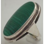 925 silver large banded malachite ring size L/M
