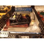 Box of 00 gauge Tri-ang railway items including engines wagons points Hornby British Railways loco