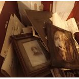 Box of mixed monochrome photographs and mixed ephemera