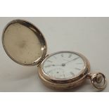 Gold plated full hunter crown wind pocket watch CONDITION REPORT: working at lotting