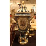 Large lidded twin handled urn / vase H: 47 cm