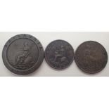 1797 cartwheel George III penny and other Georgian coins