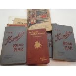 Collection of vintage road maps and books including cloth backed Humber road map books