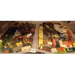 Two trays of predominantly matchbox model vehicles