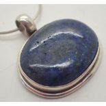 925 silver blue stone fob and snake chain